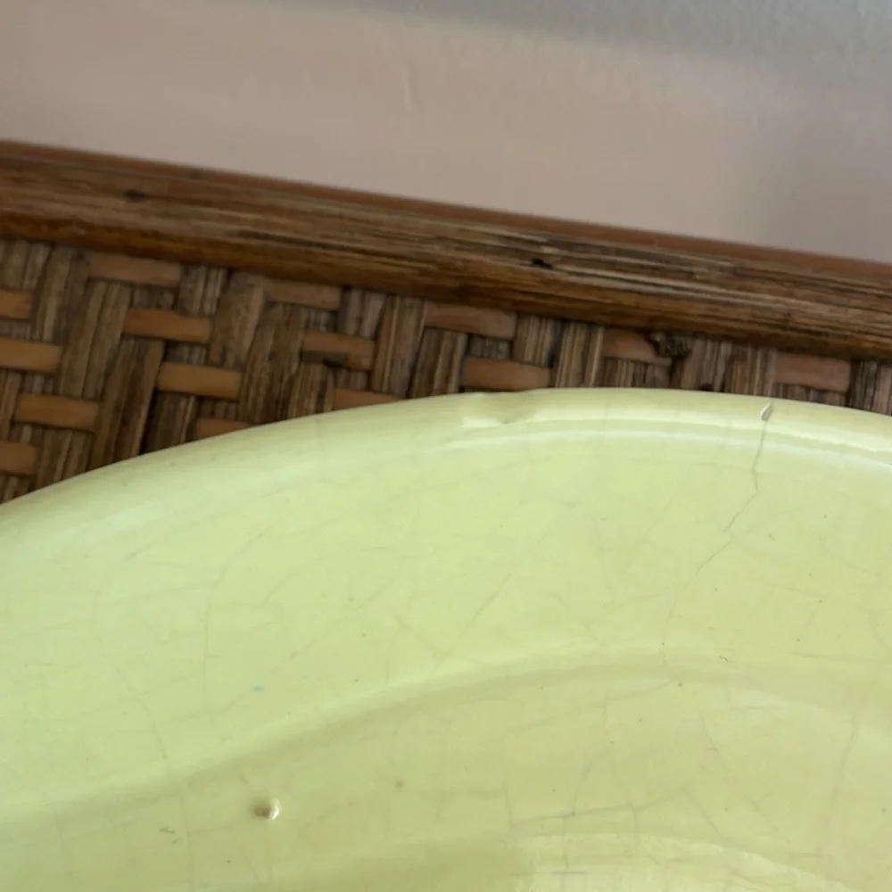 Vintage California Pottery Yellow Cream Lazy Susan Snack Or Chip & Dip